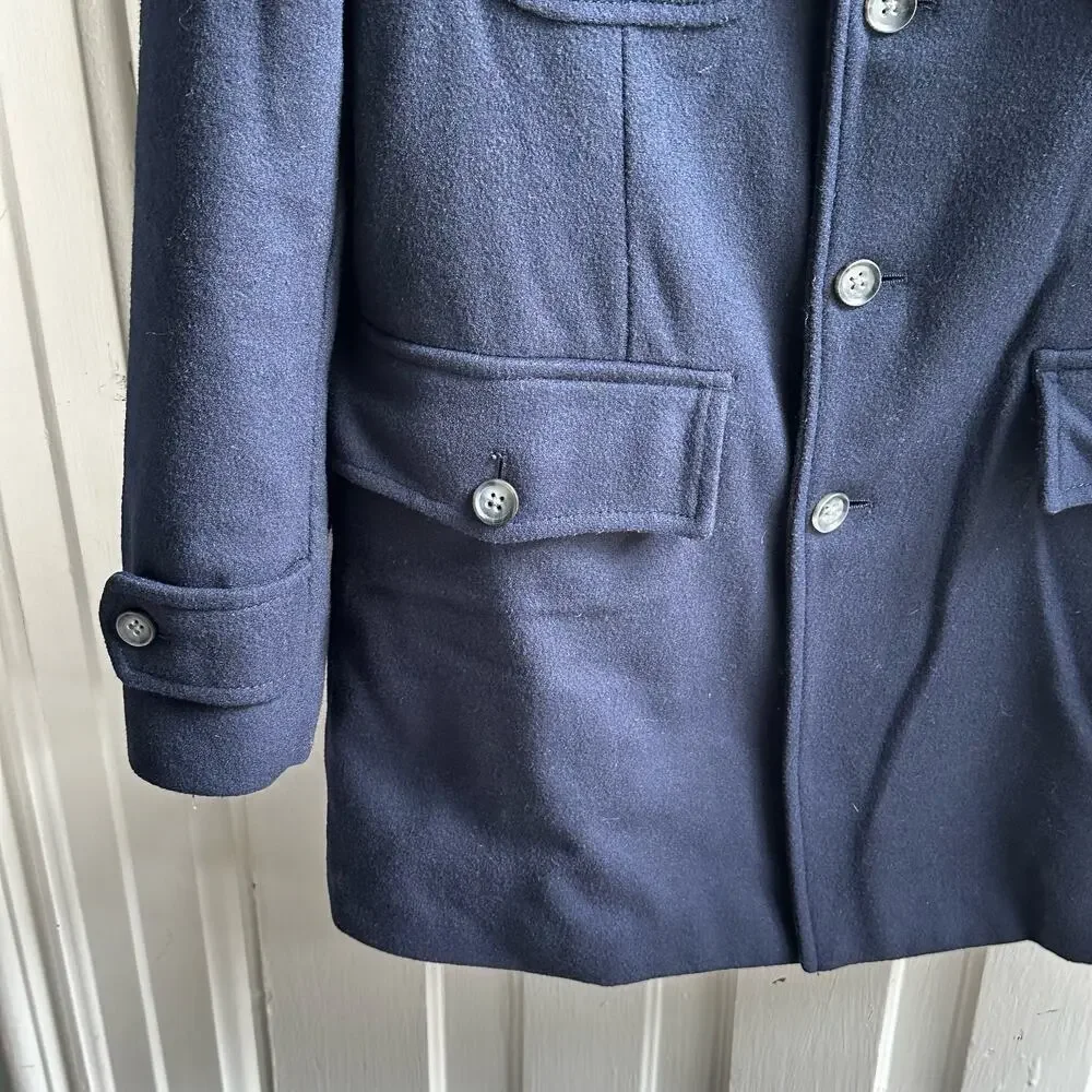 Banana Republic Wool Military Top Coat Navy Blue